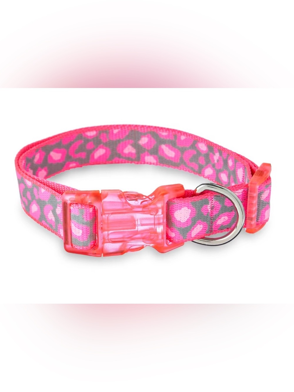 Vibrant Life Pink Cheetah Print Reflective Dog Collar - Medium to Large